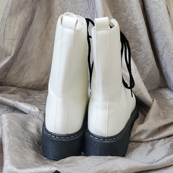 UNILADY WHITE COMBAT BOOTS SZ 7 - Picture 6 of 11